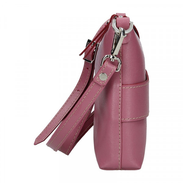 Trendy dámska kožená crossbody kabelka Facebag Elesn - ružová