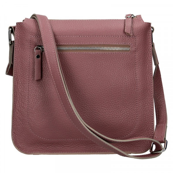 Trendy dámska kožená crossbody kabelka Facebag Miriana - ružová