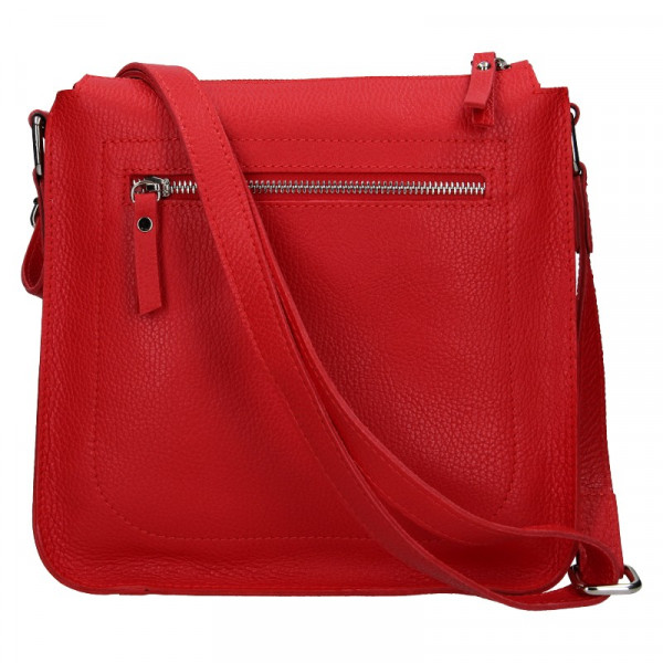 Trendy dámska kožená crossbody kabelka Facebag Miriana - červená