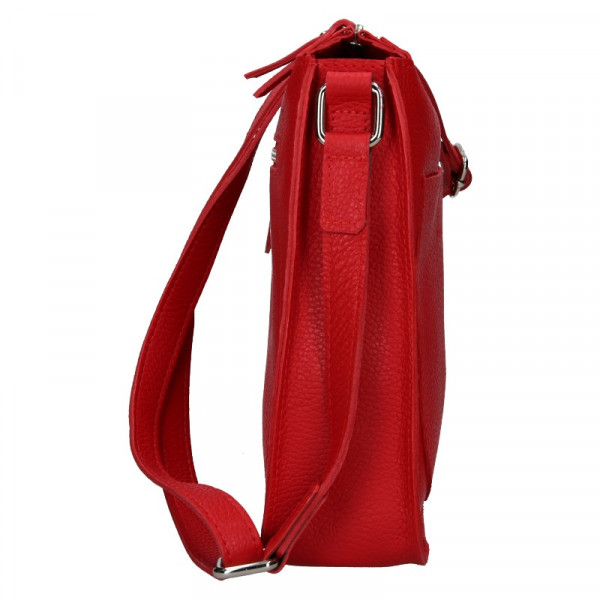 Trendy dámska kožená crossbody kabelka Facebag Miriana - červená