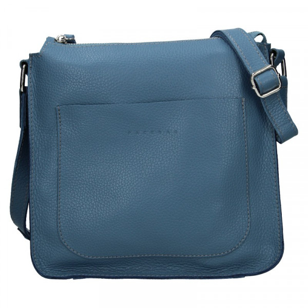 Trendy dámska kožená crossbody kabelka Facebag Miriana - modrá