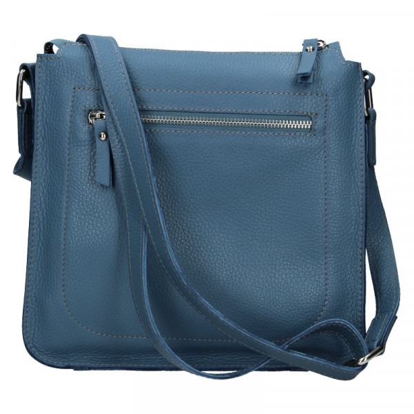 Trendy dámska kožená crossbody kabelka Facebag Miriana - modrá