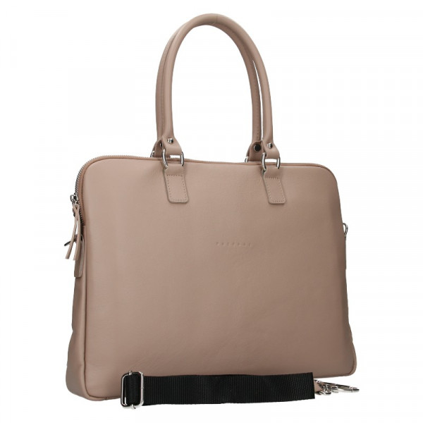 Dámska kožená taška na notebook Facebag Milanos - béžová