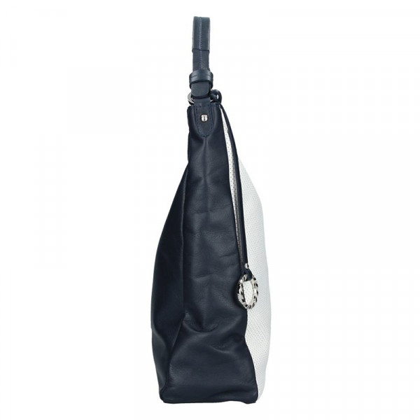 Dámska kožená kabelka Facebag Margaret - bielo-modrá