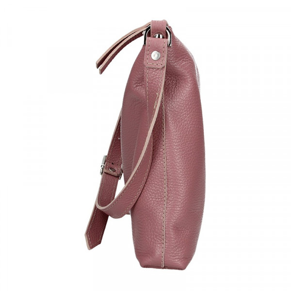 Trendy dámska kožená crossbody kabelka Facebag Elesna - ružová