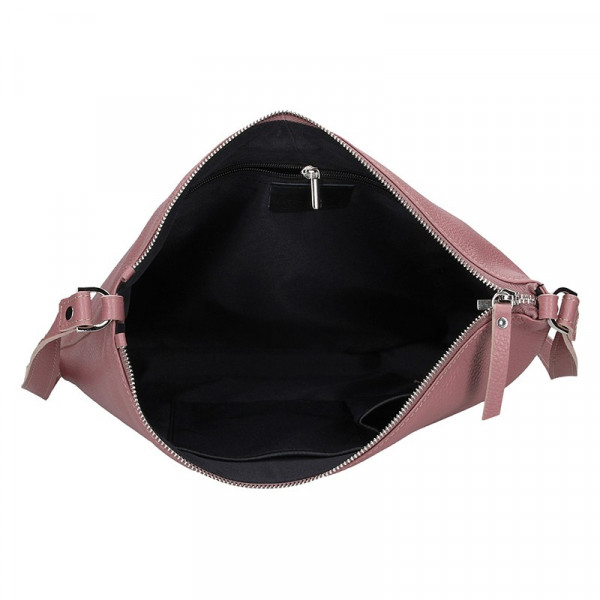 Trendy dámska kožená crossbody kabelka Facebag Elesna - ružová