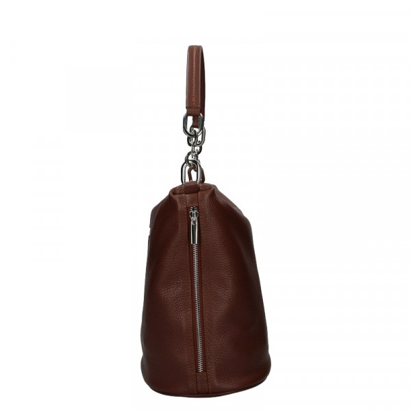 Dámska kožená kabelka Facebag Talma - tmavo hnedá