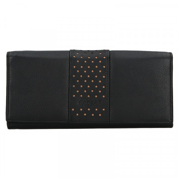 Dámska kožená peňaženka Lagen Marela - čierno-krémová