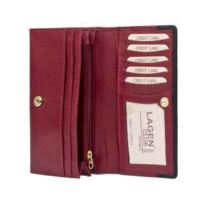 Dámska kožená peňaženka Lagen Veronica - červeno-čierna