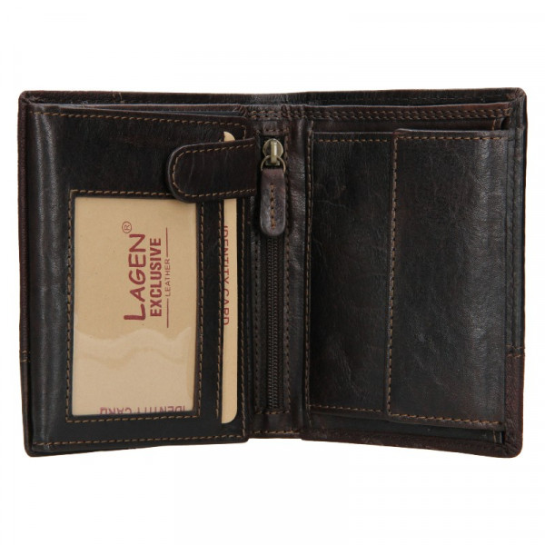 Pánska kožená peňaženka Lagen Apolo - tmavo hnedá
