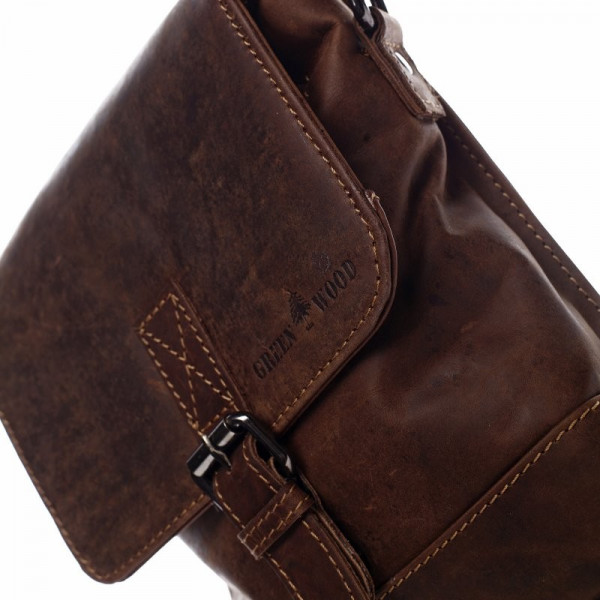 Pánska kožená taška cez rameno Greenwood Dainan - hnedá