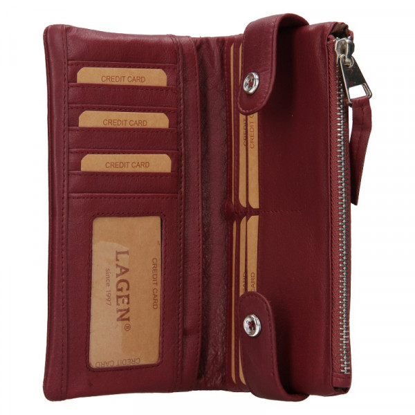 Dámska kožená peňaženka Lagen Monica - vínová