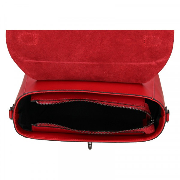 Dámska kožená kabelka Vera Pelle Luccy - červená