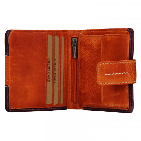 Dámska kožená peňaženka Lagen Celesta - fialovo-oranžová