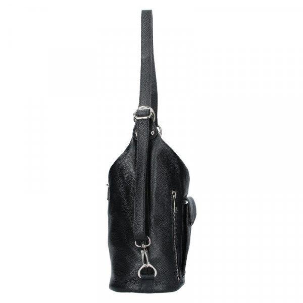Dámska kožená batôžky kabelka Vera Pelle Emilis - čierna
