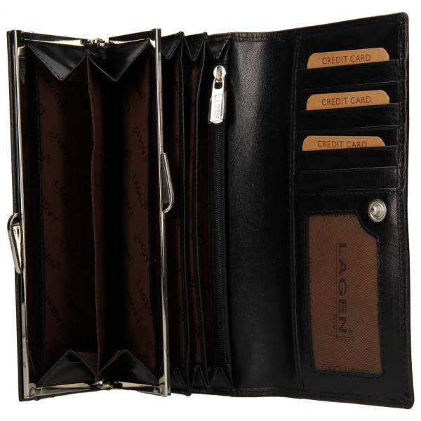 Dámska kožená peňaženka Lagen Nathalie - čierna