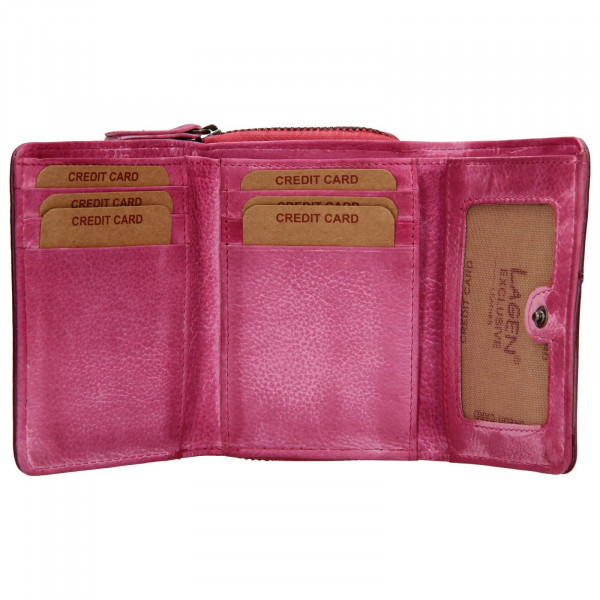 Dámska kožená peňaženka Lagen Amy - fialovo-ružová
