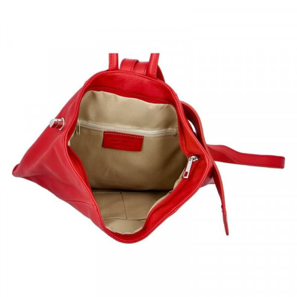 Dámsky kožený batoh Delami Miriam - tmavo červená