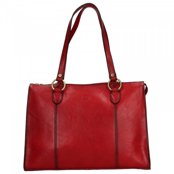 Elegantná dámska kožená kabelka Katana Jarusk - tmavo červená