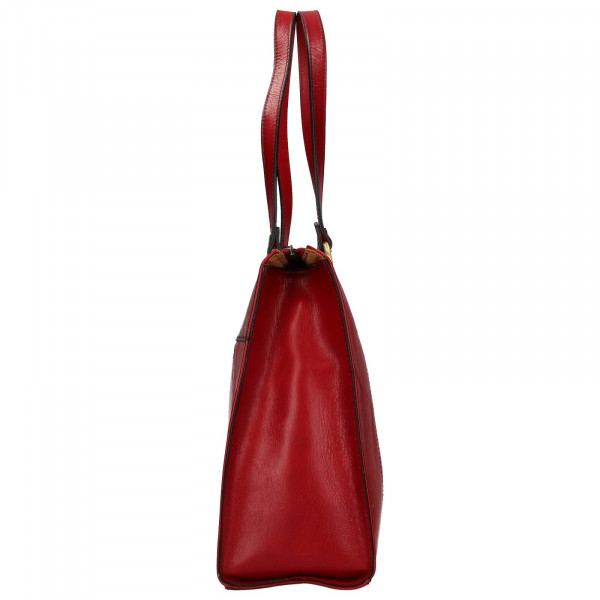 Elegantná dámska kožená kabelka Katana Jarusk - tmavo červená
