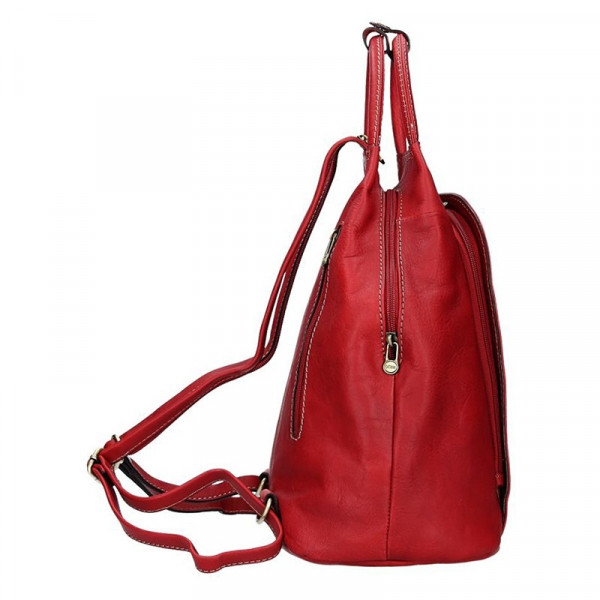 Elegantný dámsky kožený batoh Katana Paula - červená