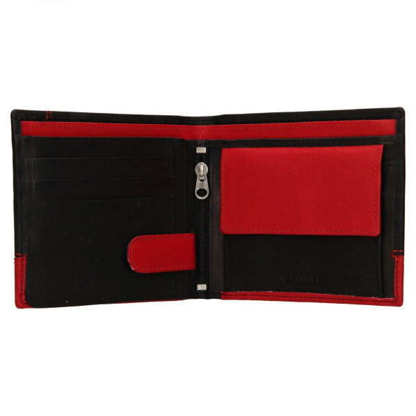 Pánska kožená peňaženka Diviley Sileo - čierno-červená