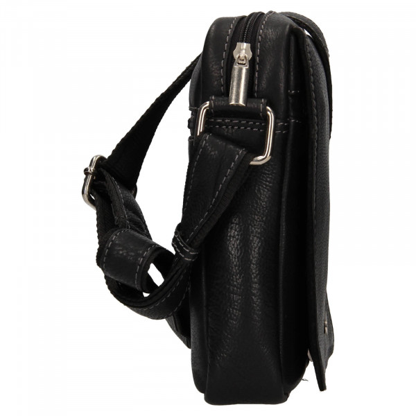 Pánska kožená taška cez rameno SendiDesign Nikk - čierna