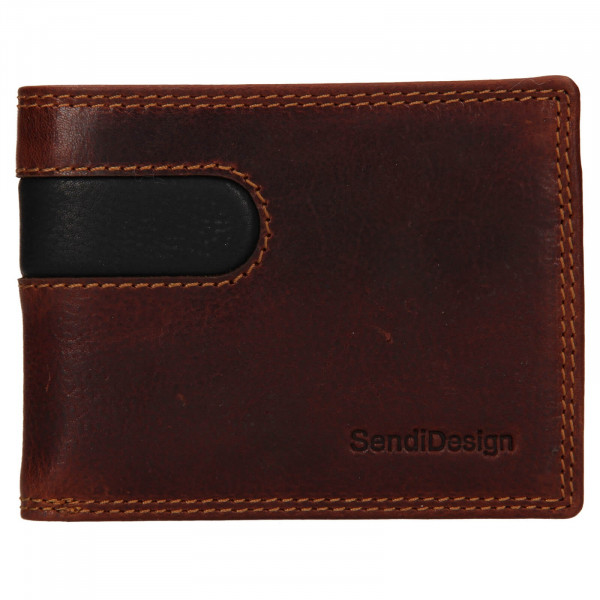 Pánska kožená peňaženka SendiDesign Pent - hnedo-čierna