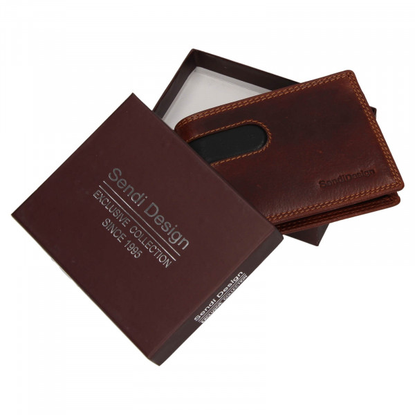 Pánska kožená peňaženka SendiDesign Pent - hnedo-čierna