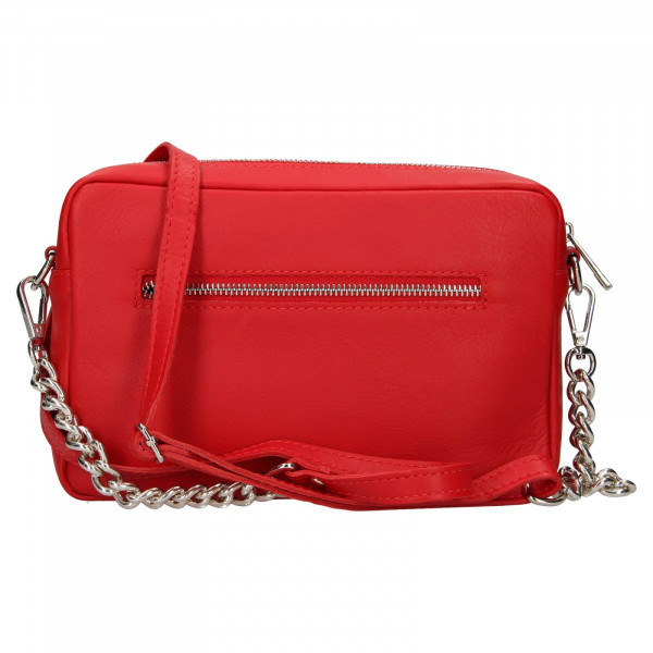 Trendy dámska kožená crossbody kabelka Facebag Ninas - svetle červená