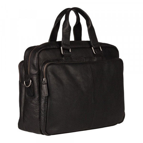 Pánska kožená taška na notebook Burkely Workbag - čierna