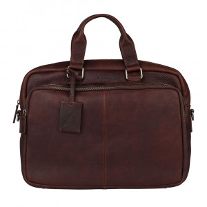 Pánska kožená taška na notebook Burkely Workbag - tmavo hnedá