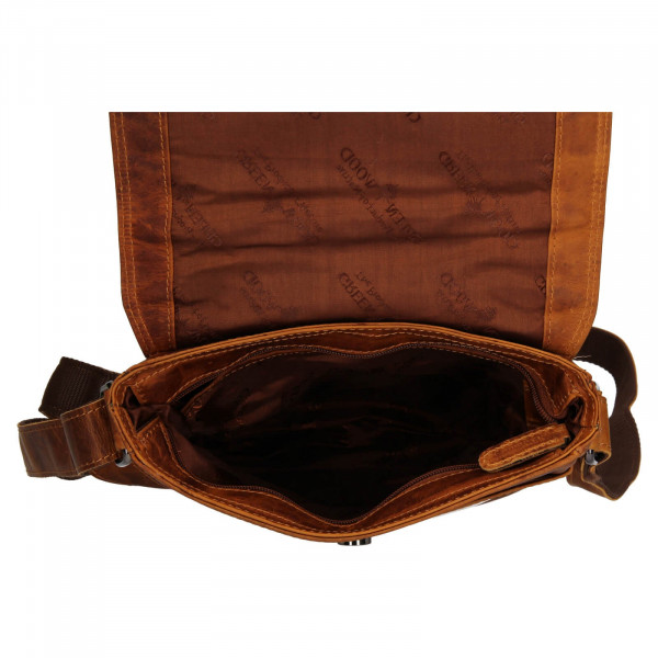 Pánska kožená taška cez rameno Greenwood Gitl - hnedá