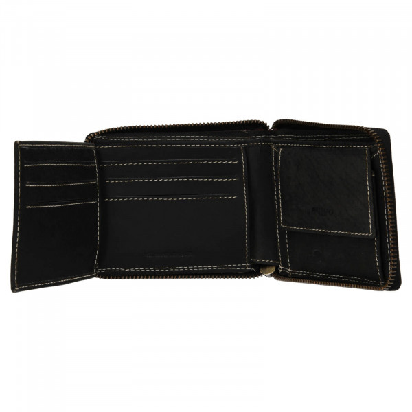 Pánska kožená peňaženka Wild Buffalo Neuron - čierna