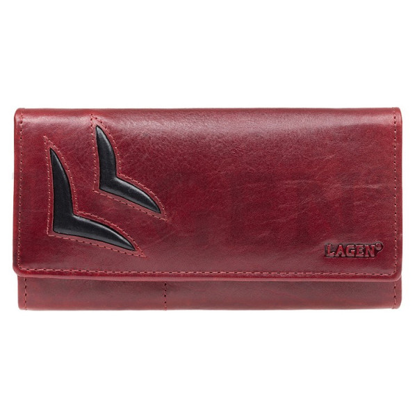 Dámska kožená peňaženka Lagen Selest - červeno-čierna