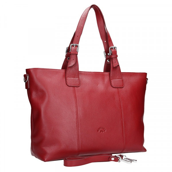 Elegantná dámska kožená kabelka Katana Silvia - červená