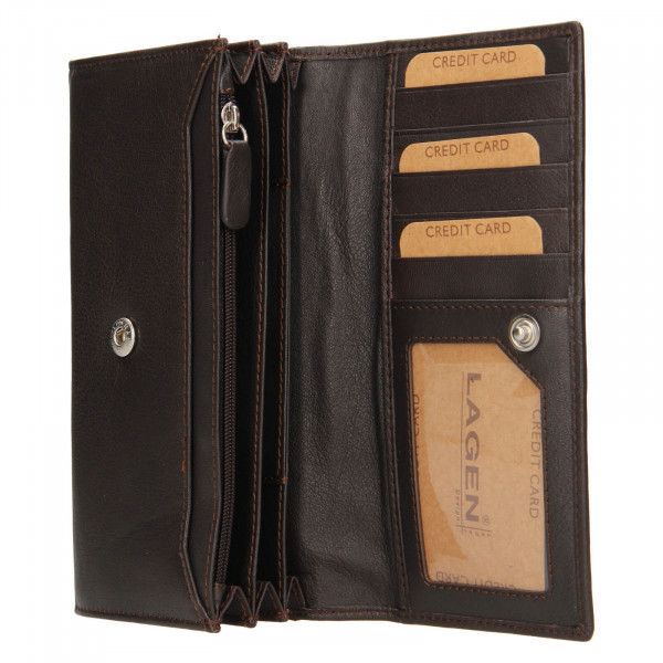 Dámska kožená peňaženka Lagen Ludmila - tmavo hnedá