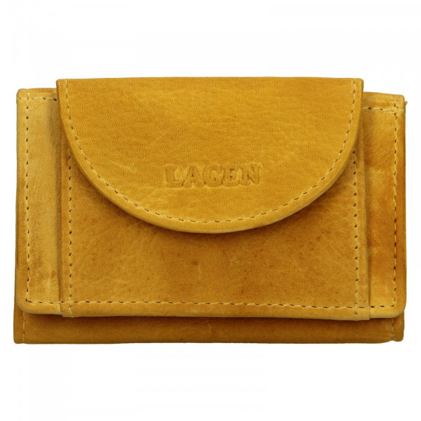 Dámska kožená slim peňaženka Lagen Mellba - žltá