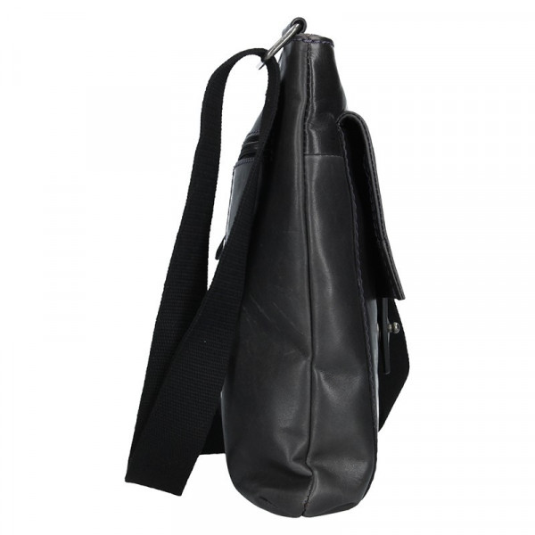 Unisex kožená taška cez rameno Lagen Apolons - čierna