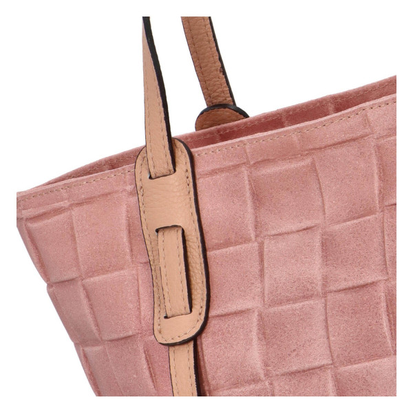 Dámska kožená kabelka Delami Elena - ružová