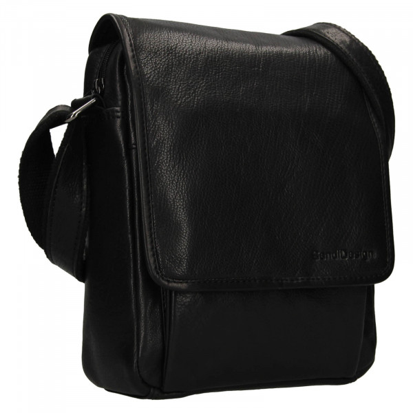Pánska kožená taška cez rameno SendiDesign Pauls - čierna