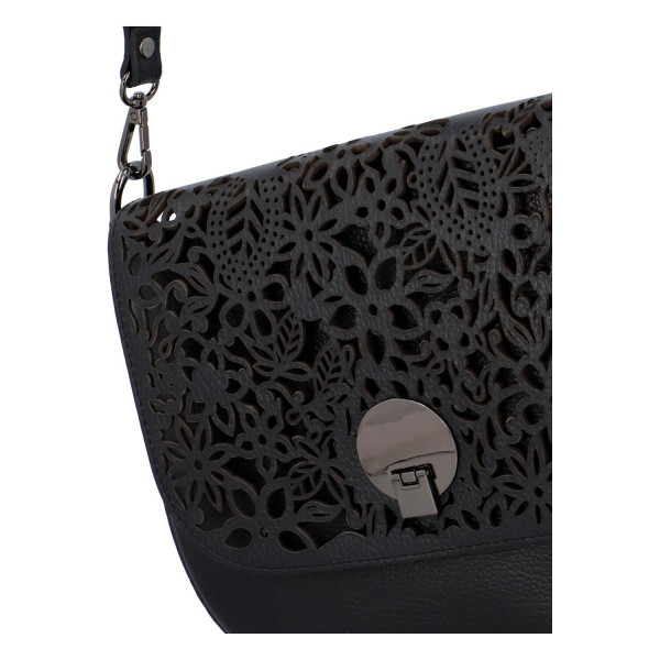 Dámska kožená kabelka Delami Camilla - čierna