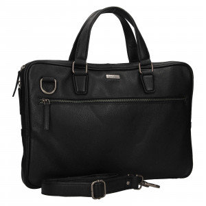 Pánska kožená business taška Lagen Porter - čierna