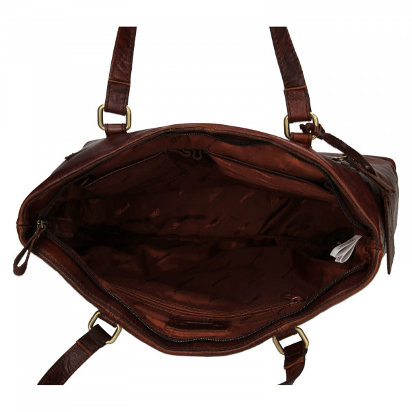 Dámska kožená kabelka Ashwood Lolita - tmavo hnedá