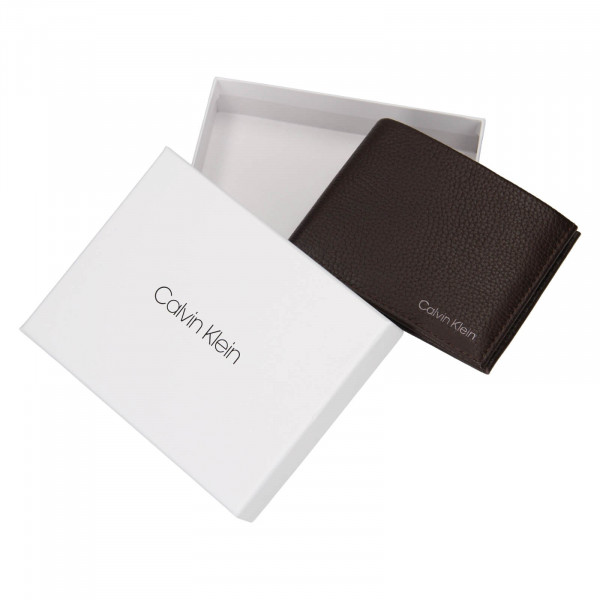Pánska kožená peňaženka Calvin Klein Delne - tmavo hnedá