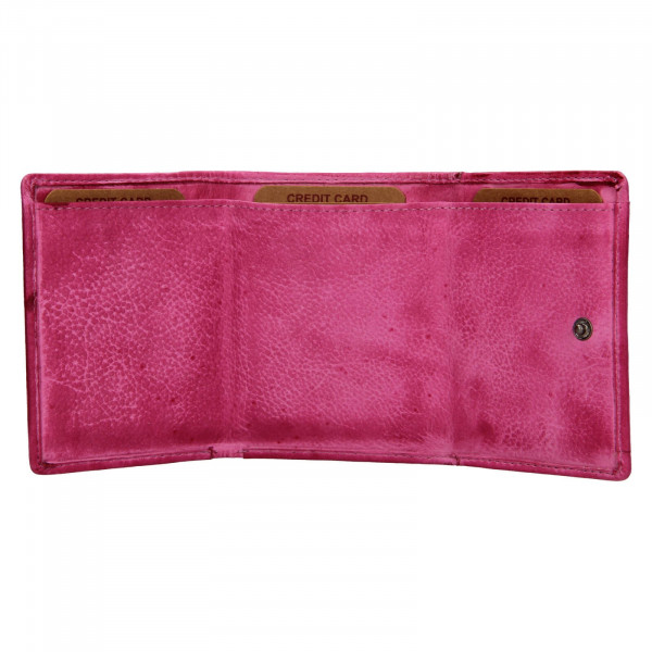 Dámska kožená slim peňaženka Lagen Déborah- ružová