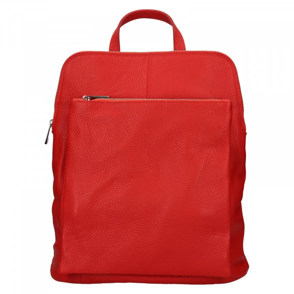 Kožený dámsky batoh Unidax Marion - červená