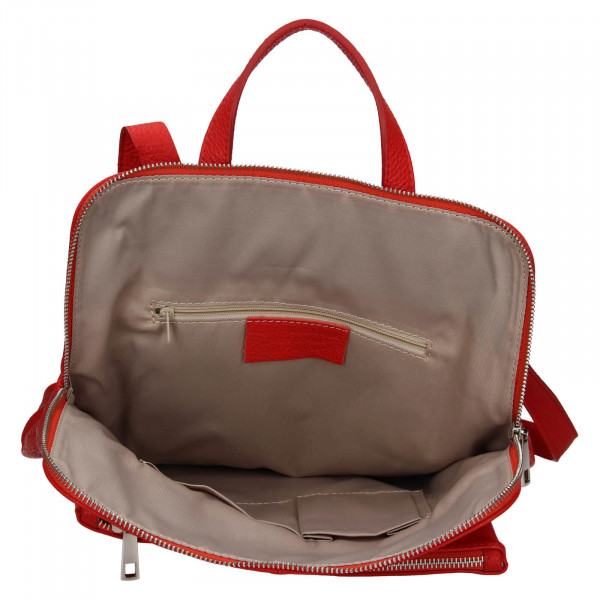 Kožený dámsky batoh Unidax Marion - červená