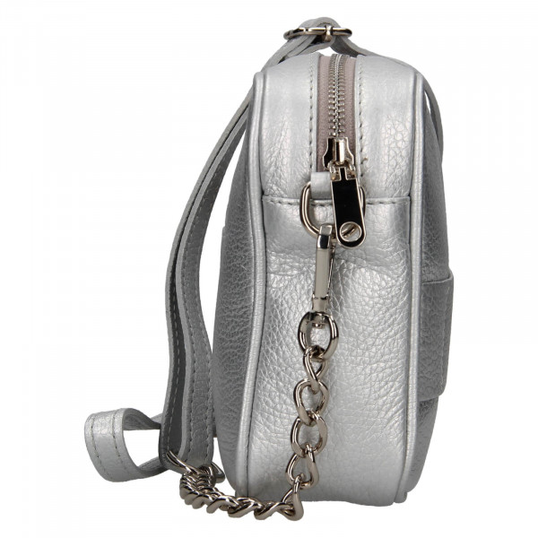 Trendy dámska kožená crossbody kabelka Facebag Ninals - stříbrná