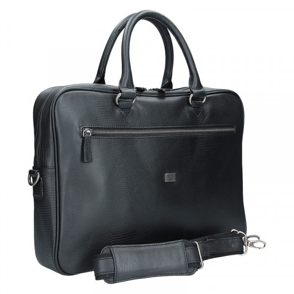 Pánska kožená taška cez rameno Hexagona 854013- čierna